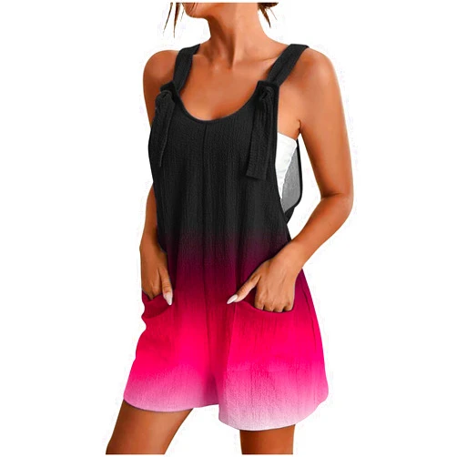 Generic Rompers for Women 2024 Shorts Summer Beach Casual Short Jumpsuits Pockets Trendy One Piece Cruise Vacation Outfits