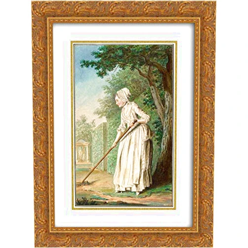 ArtDirect Carmontelle, Louis Carrogis de 15x18 Gold Ornate Framed and Double Matted Museum Art Print Titled The Duchess of Chaulnes as a Gardener in an Allée, 1771