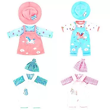ZWOOS Doll Clothes for Baby Dolls, Unicorn Printed Soft Cotton Outfits for 14-18 inches Dolls, Pack of 4