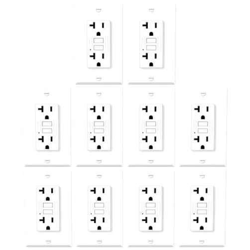 ELECTECK 10 Pack GFCI Outlets 20 Amp, Non-Tamper Resistant, Decor GFI Receptacles with LED Indicator, Ground Fault Circuit Interrupter, Wallplate Included, ETL Listed, White