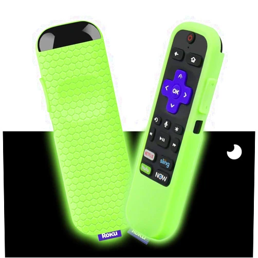 LEGELUX Silicone Protective Soft Cases Compatible with TCL Roku TV Steaming Stick 3600R Remote Control, Honey Comb Series Light Weight Shock Proof Silicone Remote Controller Cover (Glow Green)