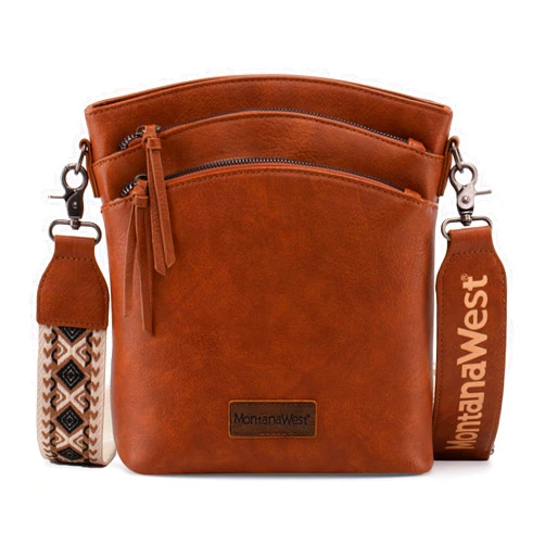Montana West Multi Zip Pocket Large Crossbody Bag With Guitar Strap