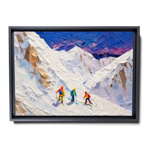 StoreUSA99 Alpine Elevation, 3D Texture Mountain Skiing Art Abstract Painting on Canvas - Ski Sport Wall Art with Painting Texture