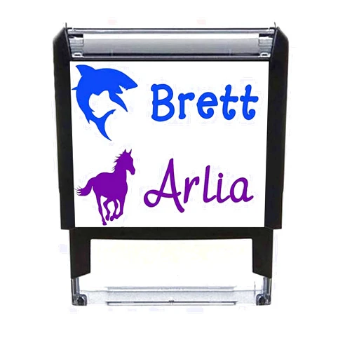 Pickled Stamps 60+ Images to Choose from - Custom Name Stamp for Kids and Adults! Self Inking Name Stamper. Pick Your Own Custom Font Too! Children’s Signature Stamper, School Sport or Library Book Label Prime