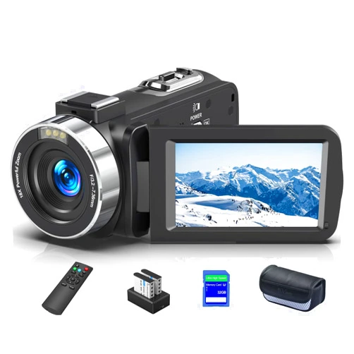 GOGERLY 8K 64MP Camcorder Video Camera 18X Digital Zoom YouTube Vlogging Camera Webcam IR Night Vision WiFi 3.0”Touch Screen Camcorders with Microphone, 32G SD Card, Remote Control and 2 Batteries