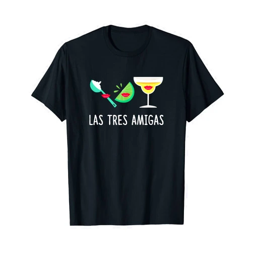 SHIRTSIDE Cinco de Mayo Las Tres Amigas - Cinco de Mayo Outfit Funny Mexican Gift T-Shirt