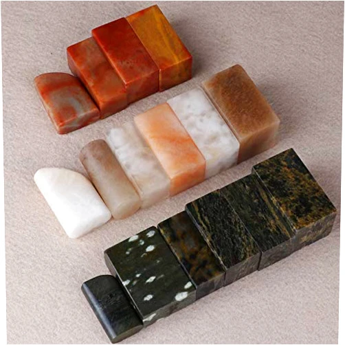 Semli Blank Seal Set Stone Seal Engraving Kit Stone Carving Set Stone Engraving Tools (16 Stone)