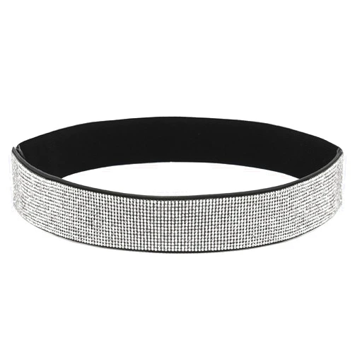DTWAWA Stretchy Rhinestone Belt for Women Elastic Bling Crystal Wide Waist Dress Belt