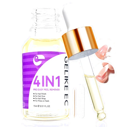 Gelike ec 4 in 1 Gentle Nail Remover Oil for Women: Gelike EC Acetone Free Nail Polish Remover for Press on Nails - Easy and Quick for Manucurist 15ml