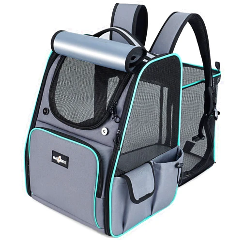 PAW BALLET Cat Backpack Carrier, Expandable Pet Dog Backpack Carrier for Small Medium Cat Dog Under 20LBS, Ventilated Pet Backpack for Hiking Travel Outdoor Use, Gray