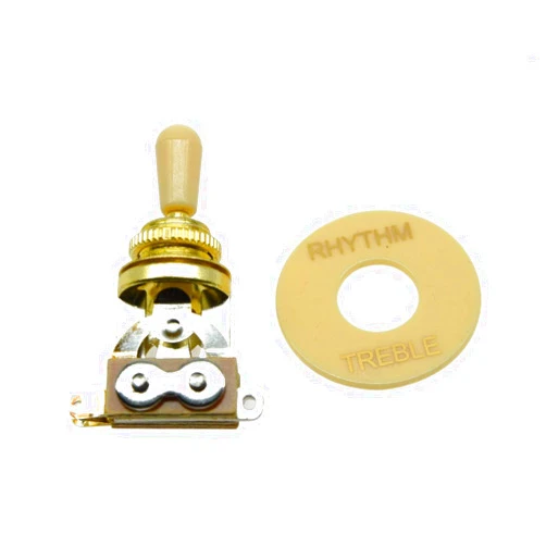 Dopro LP Guitar 3 Way Toggle Switch Gold with Cream Tip and RHYTHM TREBLE Plate for Les Paul