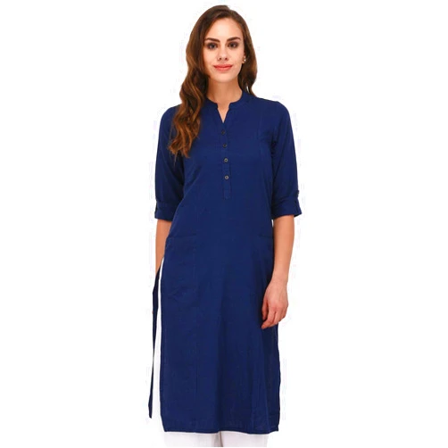 SHREEMEE Women's Solid Cotton Kurta Indian Style Kurtis, Yellow