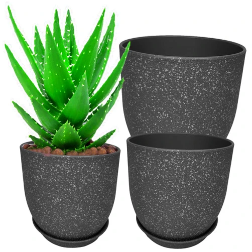 DUCINO Plant Pots 10/9/8 Inch Set of 3, Planters with Drainage Hole Flower Pots for Indoor Plants Black