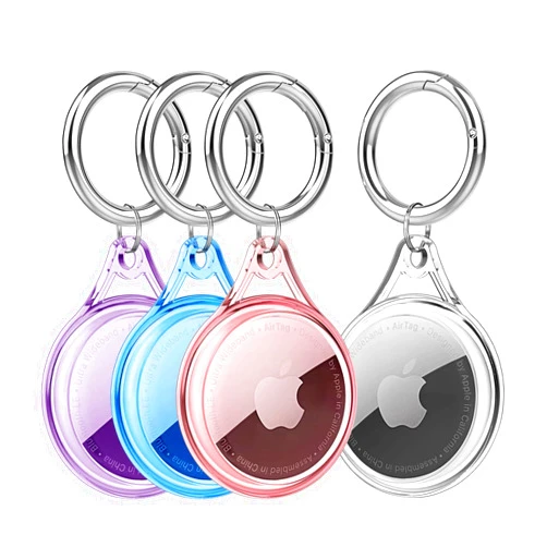 Frylaa Waterproof Airtag Holder Case, Airtag Dog Collar Holder Case,Airtag Keychain Accessories,Soft TPU Full Protecive Anti-Scratch Air tag Case GPS Tracker for Luggage,Keys,Cat&Dog Collar-4 Color