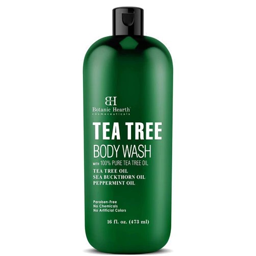Botanic Hearth Tea Tree Body Wash, Helps with Nails, Athletes Foot, Ringworms, Jock Itch, Acne, Eczema & Odor, Soothes Itching Promotes Healthy Skin and Feet, Naturally Scented, 16 fl oz