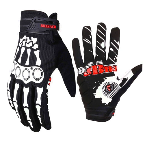 BRZSACR Cycling Gloves Skeleton Bone Motorcycle Bike Gloves Mountain Padded Road Bicycle Riding for Men Women Outdoor Resistance for Biking Climbing Hiking Full Finger Gloves.