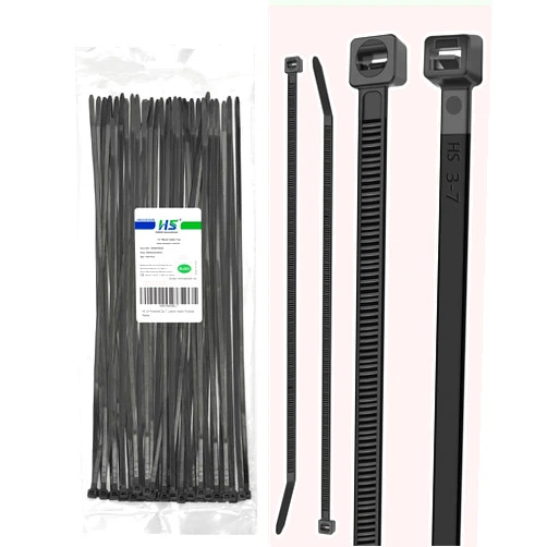 HS UV Protected Zip Ties 12 Inch (100 Pack) Self Locking Strong Plastic Wire Ties 12 Inch Black Nylon Cable Ties 50 LBS,Outdoor Indoor Purpose