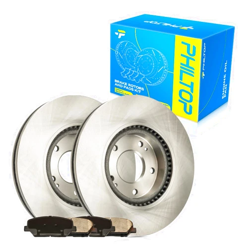 PHILTOP 11.8 inch (300 mm) Front Vented Disc Brake Rotors + Ceramic Pads Kit Compatible with Velo-s-ter