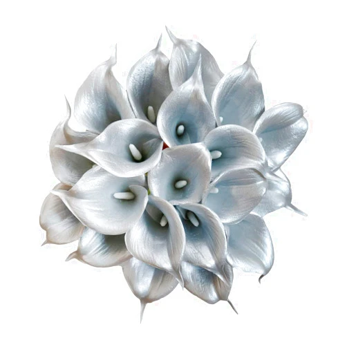 DuHouse 20Pcs Artificial Calla Lily Flower Real Touch Latex Flowers for DIY Wedding Bouquet Party Home Decor (925 Silver)