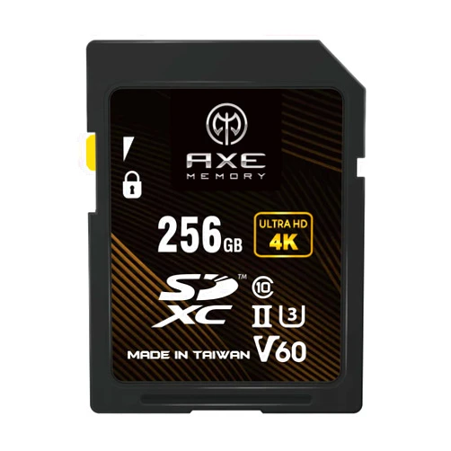 AXE MEMORY SD Card 256GB V60, 245MB/s UHS-II U3 4K Ultra Full HD, Professional Grade SDXC Memory Card