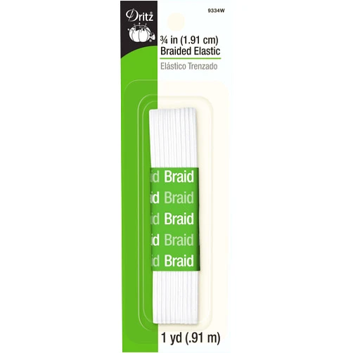 Dritz x, White Braided Elastic, 3/4-Inch by 1-Yard