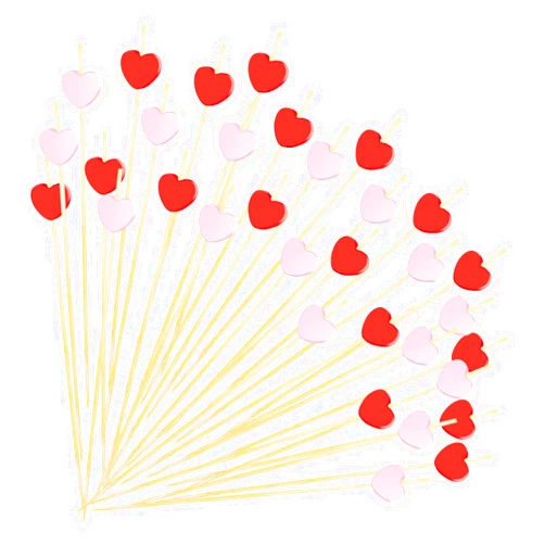 YSSAI 200 Counts Heart Cocktail Picks Red Pink Heart Fancy Toothpicks 4.7 Inch Handmade Bamboo Cocktail Skewers Sticks for Valentine's Day Wedding Mother's Day Birthday Baby Shower Party Supplies