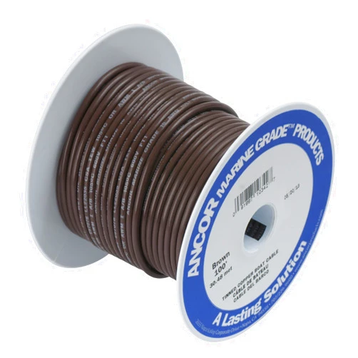 Ancor 100210 Marine Grade Electrical Primary Tinned Copper Boat Wiring (18-Gauge, Brown, 100-Feet)