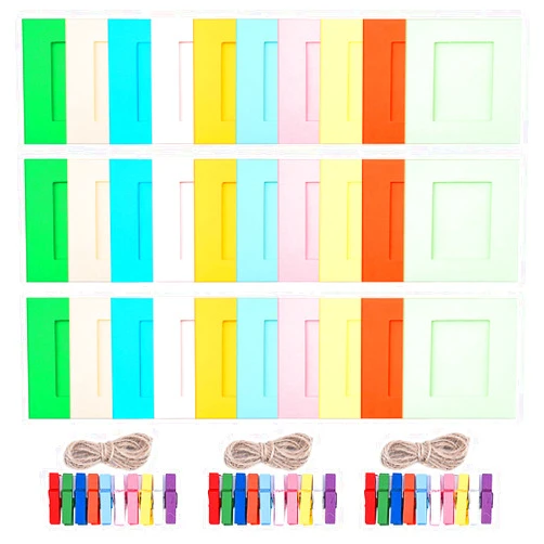 Sunmns Wall Decor Hanging Display Paper Photo Frame Set Compatible with Fujifilm Instax Mini 11 9 8 70 90 26 Camera Films, Mini Link Printer, 30 Piece (Colorful)