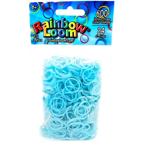 Rainbow Loom Glow Blue Rubber Bands with 24 C-Clips