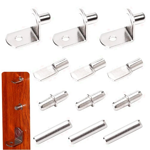 QIEIMUFHD Shelf Pegs-Support Pins Set, 80 Pieces Stainless Steel Metal Bracket Nickel Plated, Easily Replace Missing or Broken Kitchen Cabinet Bookshelf Pegs, 4 Styles