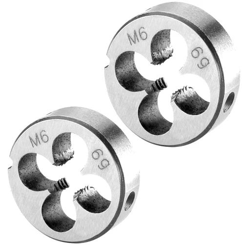 Burkit 2pcs Metric M6 Round Threading Die, M6 x 1.0 Machine Thread Die Right Hand