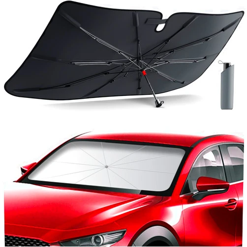 DMJN [2024 Upgrade] DMJN Umbrella Car Windshield Sun Shade, [Newest Nano-Ice-Crystal Coatings] Umbrella Sunshade for Car - Protect Interior from UV & Keep Car Cooler (Small Size)
