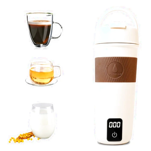 Walktosun Electric Travel Kettle, 350ML Portable Water Boiler with Temperature Control and LCD Display, Auto Shut-Off and Keep Warm, Multifunctional Outdoors Stainless Steel Coffee Make, FA-G301100