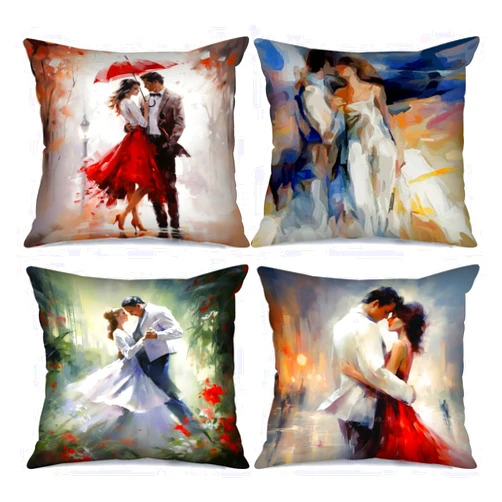 Tucocoo Romantic Couple Throw Pillow Covers Decorative 18x18 inch Set of 4, Lovers Embrace Pillow Cases Modern Square Pillowcases Abstract Nordic Style Throw Cushion Case for Sofa Bed Car Living Room