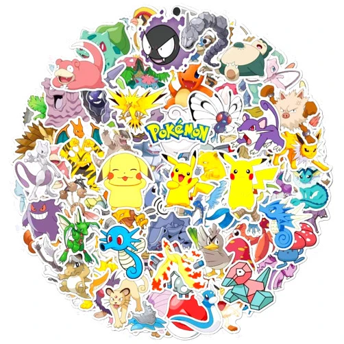 KliSa 100 Cartoon Pokémon Stickers Waterproof & Durable Cute Decals for Perfect for Laptops, Phones, Skateboards, Luggage,Assorted Funny for Gifts, Party Favors.