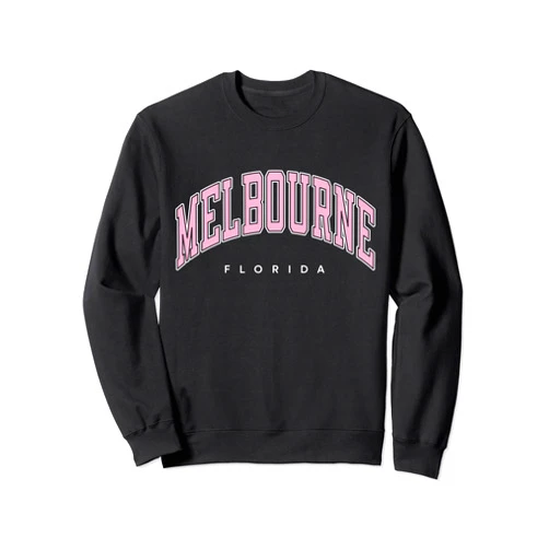 Melbourne Florida T-Shirts & Tees Melbourne Florida FL Varsity Style Pink Text Sweatshirt