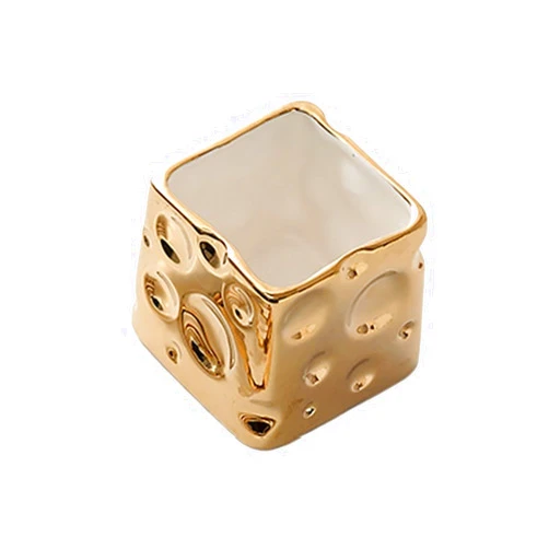 VALCLA Pen Holder Light Luxury Style Ceramic Cheese Storage Jar Desktop Cosmetics Stationery Storage Tube Pen Holder Pen Holder for Desk(Gold plating)