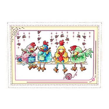 Dimensean Cross Stitch Kits for Beginners Full Range of Embroidery Kits for Adults Counted Cross-Stitch Needlepoint Kits Embroidery Patterns Stitches kit-The Chicken Knitting a Sweater 20.5×13.8 inch The chicken knitting a sweater 20.5×13.8 inch(counted)