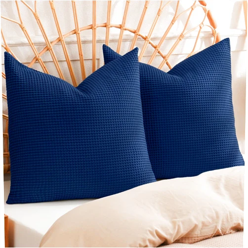 PHF 100% Cotton Waffle Weave Throw Pillow Cover, 22