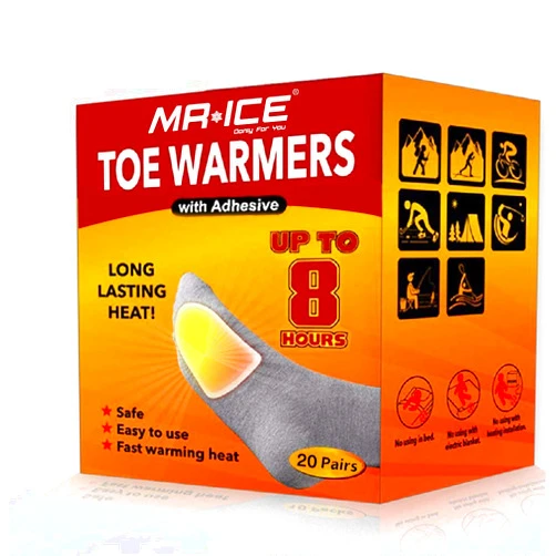 MR.ICE Toe Warmers and Insole Feet Warmers and Body Warmers - Disposable with Adhesive Back Warmers - Air Activated Heating Patch - Long Last to 8 Hours Hot Warmers