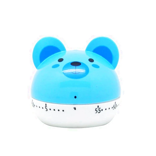 CONSTR Mechanical Kitchen Timer,No Battery Needed,Loud Alarm, for Cooking Baking Office,Cartoon Bear Design - Mechanical 55 Minutes Blue Bear