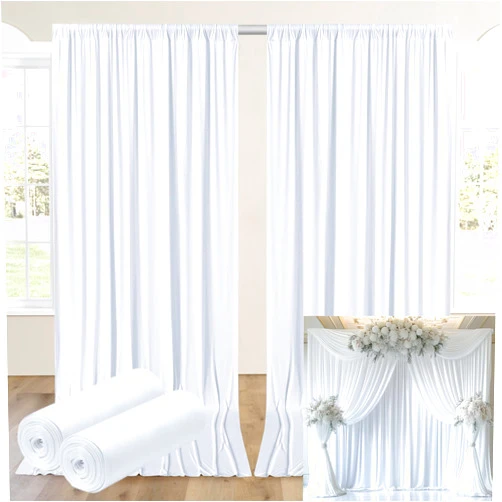 Leegleri 10ftx14FT Wrinkle Free White Backdrop Curtain, 2 Panels 14FT Height White Wedding Backdrop Drapes, Silky Polyester Back Drop Cloth for Birthday Photography Background Party Backdrop Draping