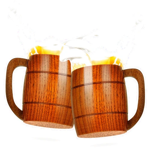Suclain 2 Pieces 17 oz Wooden Beer Mugs Wood Drinking Cup Wood Beer Stein Tankard Mug Tea Cup Barrel Mug Craft Tankard Wooden Drinkware with Handle for Tea Water Milk Men Women Coffee Travel Outdoor
