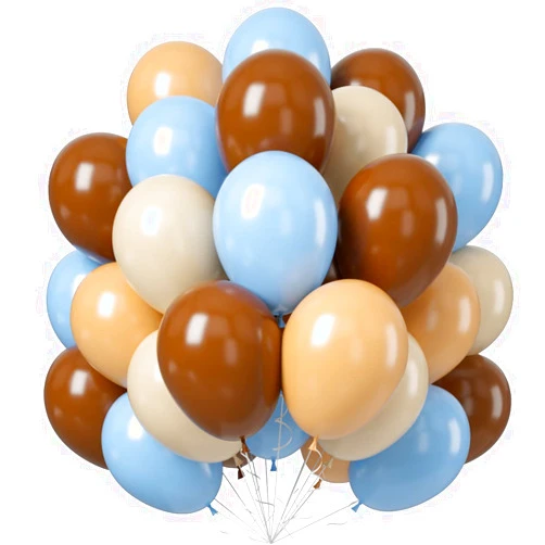 Teslite Blue and Brown Balloons, 60 PCS Pastel Macaron Blue White Sand Nude Brown Latex Balloons Set, Light Baby Blue Cream Beige Apricot Coffee Party Balloon for Teddy Bear Birthday Baby Shower Decorations