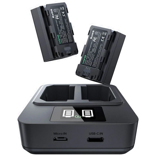 llano NP-FZ100 Battery 2-Pack with 20W USB-C Fast Dual Charger for Sony A7III A7IV A7C A7CII A7RV A7RIII A7RIV A6700 A6600 FX3 FX30 ZV-E1 ZV-E10 II A9 A1 Cameras – 2400mAh Replacement Battery Set
