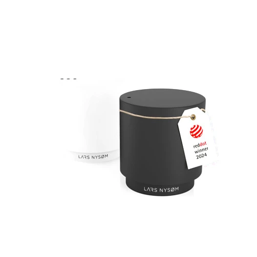 LARS NYSØM Mini Salt and Pepper Shakers Set | Stainless Steel Salt and Pepper Shakers with Modern Minimalist Design, Easy Refill, Small Size (Black/White)