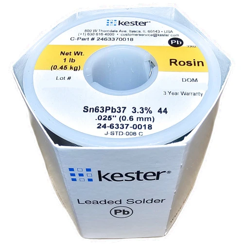 Kester 44 Lead Solder Wire - 1 lb - 0.025 in Wire Diameter - Sn/Pb Compound - 37 % Lead Content - 24-6337-0018 [PRICE is per POUND]