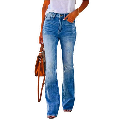 KUNMI Women's Flare Bell Bottom Jeans High Waisted Wide Leg Bootcut Jeans Stretchy Denim Pants