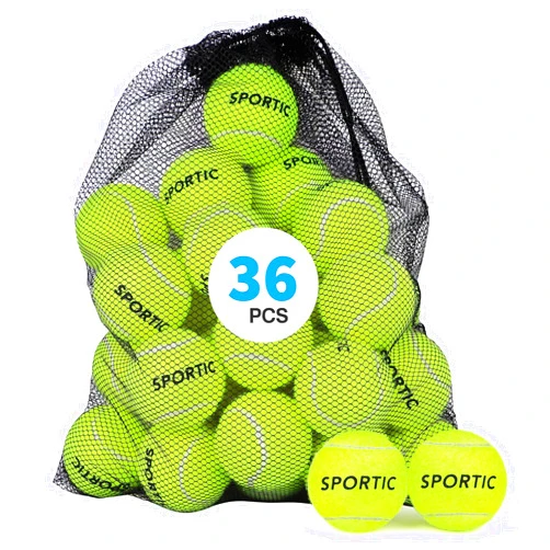 SPORTIC Tennis Balls, Duty Felt Pressurized Tennis Ball with Mesh Bag for 12PC or 36PC -High Bounce Training Exercise Tennis Balls for Beginners & Pet Dog Playing Balls, 3/4/12/36 PCS