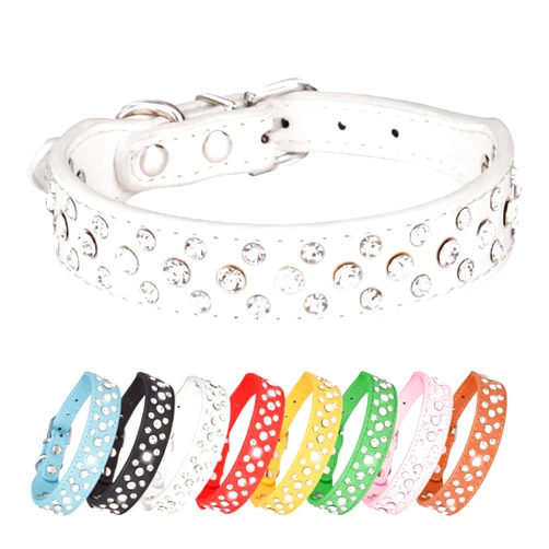 UVONOKAY Party-Perfect Rhinestone Dog Collar - Dazzling Leather Accessory for Your Small to Medium Fashion-Conscious Pups(White S)